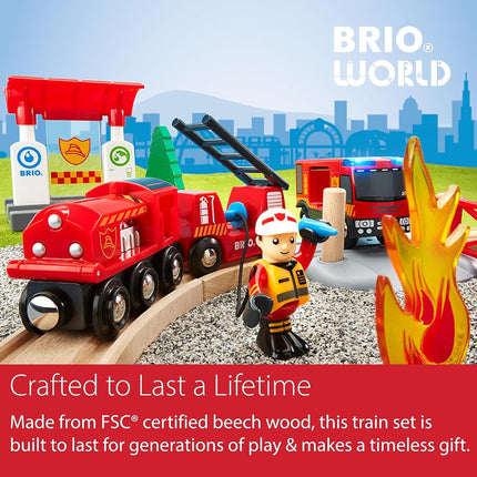 BRIO World Fire and Rescue Firefighter Set for Kids Age 3 Years Up - Wooden Railway Train Accessories and Add Ons