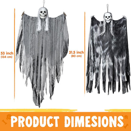 JOYIN 3 Pcs Hanging Halloween Skeleton Ghosts Decorations Outdoor, Grim Reapers for Best Halloween Outdoor Decorations, Haunted Haunted House Prop, Party Supplies