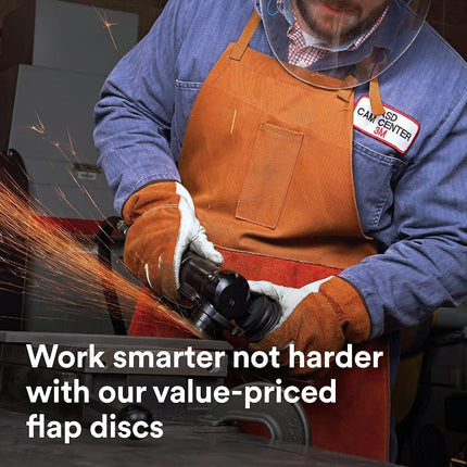 3M Flap Disc 769F, Type 27 Quick Change, 80+, 4-1/2 in x 5/8-11, High Performance Abrasive, Ceramic Precision-Shaped Grain Grinding and Finishing Disc, Carbon Steel, Stainless Steel
