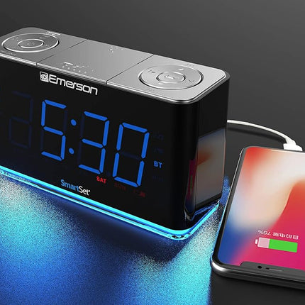 Emerson Radio CKS1507 Smartset Alarm Clock Bluetooth USB