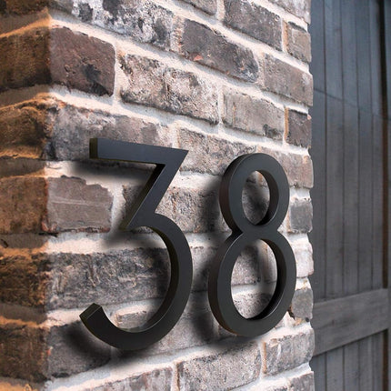 HASWARE Floating House Number 6 inch Stylish Door Numbers Alphabet Plaque Street Home Address Numerals (Black, 1)