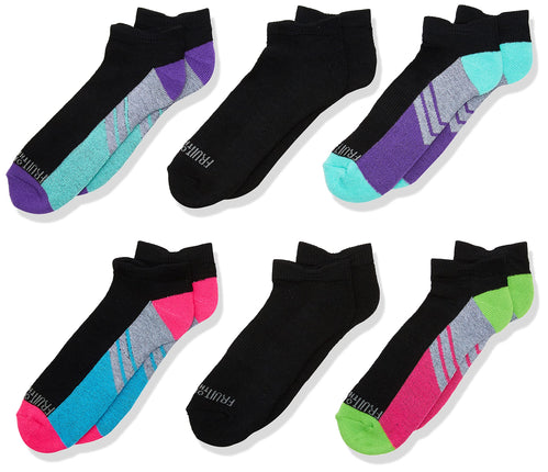 Fruit of the Loom Girls' No Show 10 Pack Sock, Bla