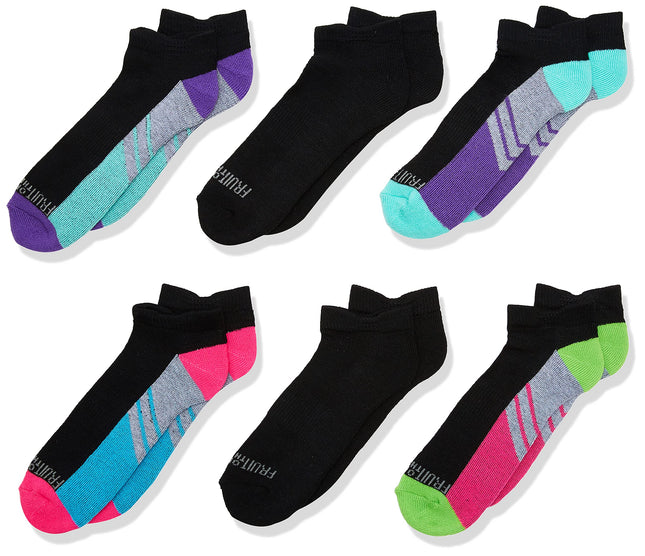 Fruit of the Loom Girls' No Show 10 Pack Sock, Bla