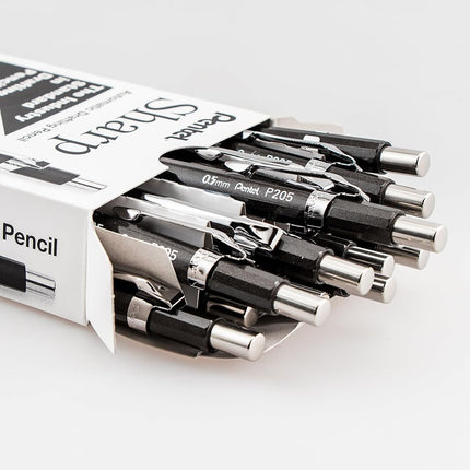 Pentel Sharp Mechanical Pencil, (0.5mm), Metallic Graphite Barrel, Box of 12 (P205MN)
