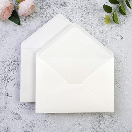 PONATIA 50 PCS/Pack A7 Envelopes, 5.25 x 7.5'' Shiny Ivory Envelopes, Perfect 5x7 Envelopes for Wedding Invitation Cards, Christmas Gift Cards Envelopes, Acrylic Invitations, Photos