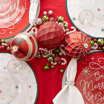 DII Be Merry and Bright Embellished Placemat Set, 15", Red with Snowflakes, Set of 6