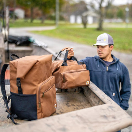 Carhartt Thick Foam Fully Insulated Cold Front Coolers, Premium Ice Retention, Durable Water Resistant Material W/Front Zippered Pocket, Lunch Cooler, Bluestone