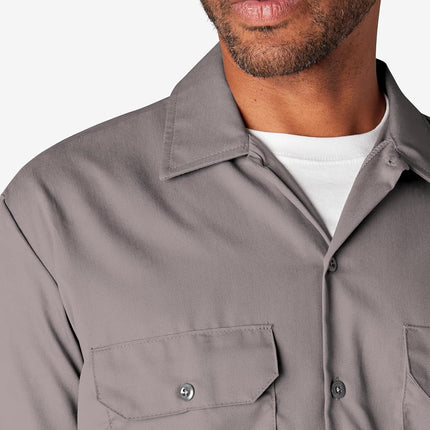 Dickies Men's Big-Tall Long Sleeve Work Shirt, Silver,3XL
