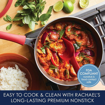 Rachael Ray Cook + Create Nonstick Sauté Pan with Lid, 3 Quart, Red
