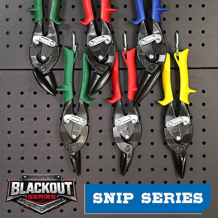 Midwest Tool & Cutlery Blackout Series Aviation Snip Set - Left and Right Cut Regular Tin Cutting Shears with Forged Blades & KUSH'N-POWER Comfort Grips - MWT-6510CO-NP