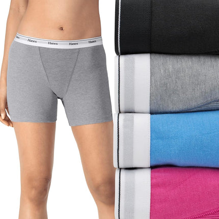 Hanes Women's Mid-Thigh Boxer Brief Pack, Stretch 