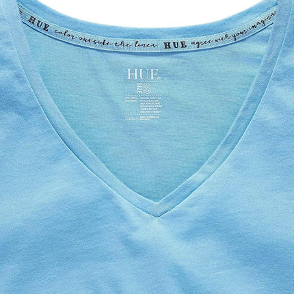 HUE Women's Short Sleeve V-Neck Sleep Tee Pajama Top, Bella Blue, 6X