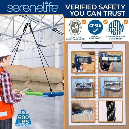 SereneLife Tree Swing for Kids, 67" Outdoor Swing Seat, 700lb Capacity