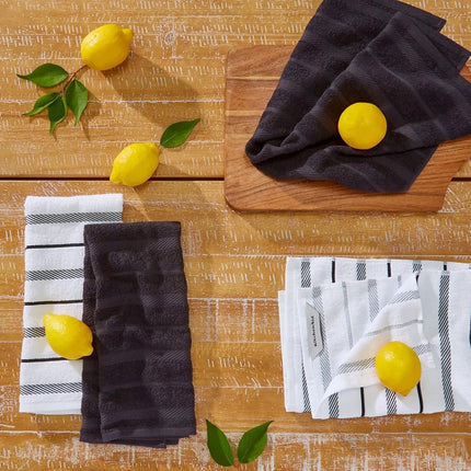 KitchenAid Albany Kitchen Towel Set 4-Pack 16"x26", Black/White
