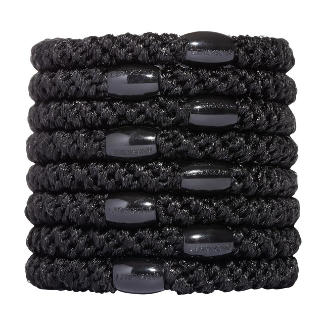 L. Erickson Ponytail Holders - Set of Eight - Solid Black Metallic by L. Erickson