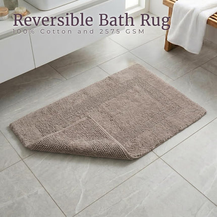 Bedford Home 100% Cotton 2 Piece Reversible Rug Set - Taupe