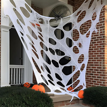 JOYIN 1000sqft(6x2M) Halloween Spider Web Outdoor Decoration, Giant Spider Cobwebs Halloween Decor Outside, DIY Stretchy Flexible Spiderweb Decor for Haunted House Party Decorations Supplies