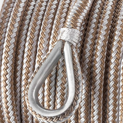 Seachoice Boat Anchor Rope, Double-Braid, Nylon, Achor Line, 3/8 in. X 100 Ft, Gold/White