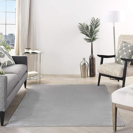 Nourison Essentials Indoor/Outdoor Silver Grey 6' x 9' Area Rug, Easy Cleaning, Non Shedding, Bed Room, Living Room, Dining Room, Backyard, Deck, Patio (6x9)