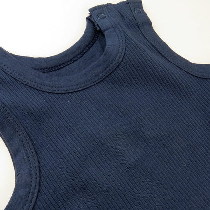 HonestBaby Conjunto de enterizo y gorro acanalado sin mangas de algodón orgánico para bebés niños y niñas, azul marino, 6-9 meses, azul marino (paquete de 2), 6-9 meses