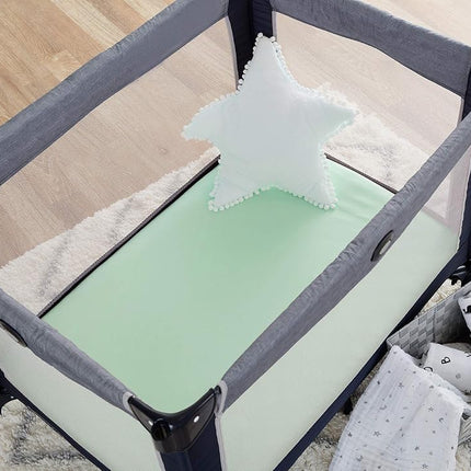 Sábana Ajustable de Punto Jersey 100% Algodón Natural para Cuna Corral Pack N Play de American Baby, Menta, Suave y Transpirable, para Niños y Niñas