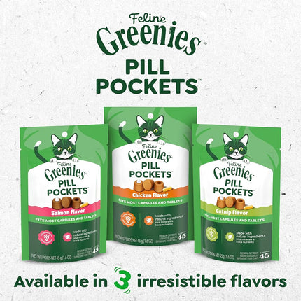 Greenies Feline Pill Pocket Easily Administer Cat Medication Salmon Flavor45 Ct