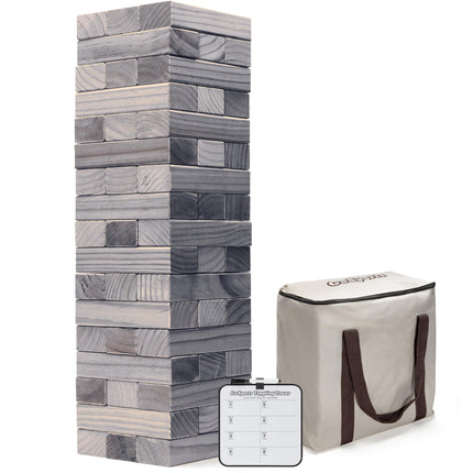 GoSports Large Wooden Toppling Tower - Stacks Up t