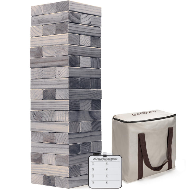 GoSports Large Wooden Toppling Tower - Stacks Up t