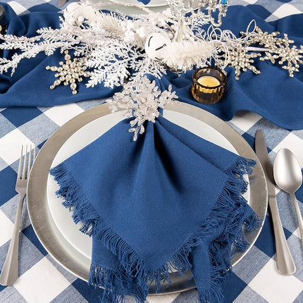 DII Buffalo Check Collection, Classic Farmhouse Tablecloth, Tablecloth, 70" Round, Navy & Cream