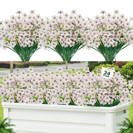 Lnoicy 24 Pcs Artificial Flowers for Outdoor,Plast