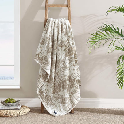 Tommy Bahama - Throw Blanket, Plush Fleece Bedding, Tropical Home Decor for Bed or Couch (Costa Blanca Beige, 50" x 70")