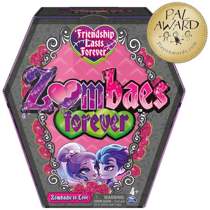 Zombaes Forever, Set de Muñecas Zombi de Lujo "Zombadie to Love" con 2 Figuras Exclusivas de 8,8 cm, Mascota y Accesorio, Regalos para Niñas, Juguetes para Niñas