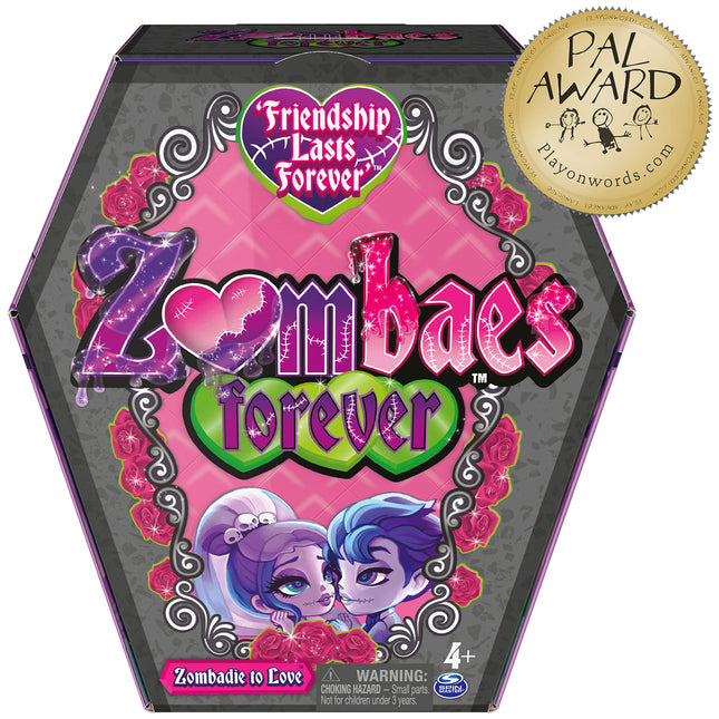Zombaes Forever, coffret de poupées zombies de luxe « Zombadie to Love » avec 2 figurines exclusives de 8,9 cm, un animal de compagnie et un accessoire, cadeaux pour filles, jouets pour enfants