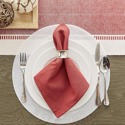 DII Dobby Stripe Woven Table Runner, 13x108 (13x113.5, Fringe Included), Barn Red