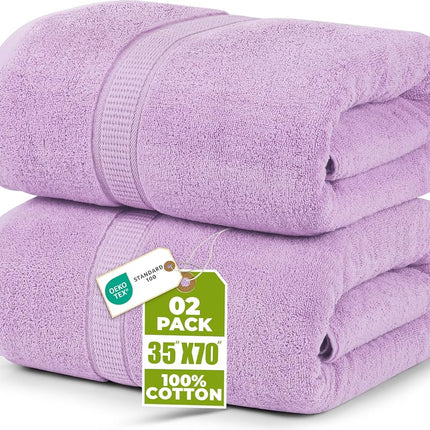 Utopia Towels Luxurious Jumbo Bath Sheet 2 Piece, 600 GSM, 35 by 70 Inches, 100% Ring Spun Cotton, Highly Absorbent and Quick Dry Extra Large Bath Towel, Super Soft Towel, Lavender