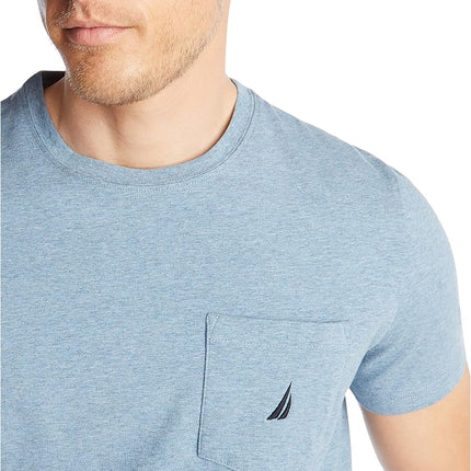 Nautica Men's Solid Crew Neck Short-Sleeve Pocket T-Shirt, Deep Anchor Heather, XXL