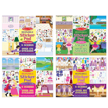 Melissa & Doug Reusable Sticker Pad Bundle Contains Fairy, Princess, Dress-Up and Play House