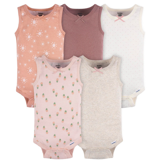 Gerber Baby Girls Multi-Pack Sleeveless Onesies Bo