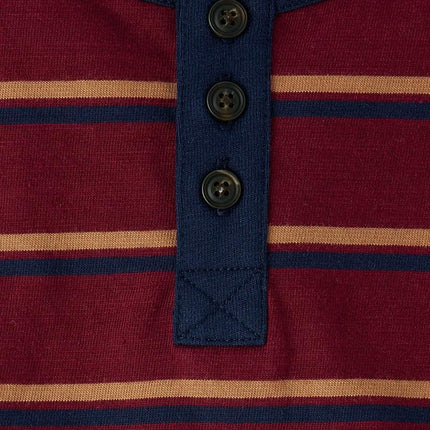 Gymboree,and Toddler Short Sleeve Henley T-Shirt,Maroon Smoke,3T, Rubine Striped, 3T