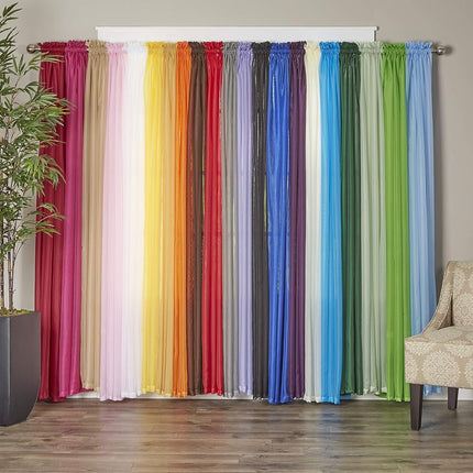 Elegant Comfort Luxurious Pom Pom Tassled Sheer Curtain/Panel with 2" Rod Pocket - Set of 2 Curtain Panels for Living Room, Bedroom