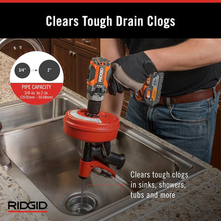 RIDGID 57043 Power Spin avec AUTOFEED, câble de nettoyage de drains Maxcore et tarière de drainage à bulbe pour enlever les bouchons