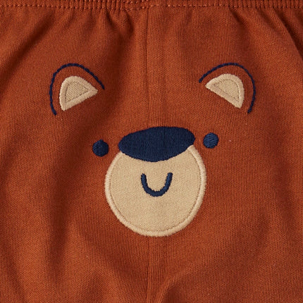 The Children's Place Baby Boys' and Newborn Jogger Bottoms, Animals/Bear Face/Green 3-Pack, 0-3 Months