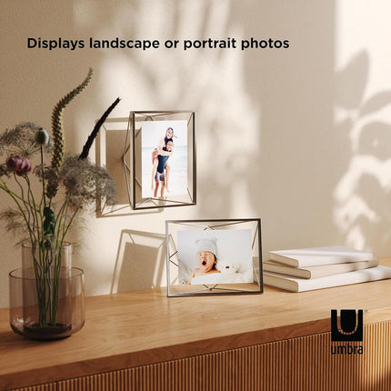 Umbra Prisma Picture Frame, Floating Metal Wall Mount, 5x7, Chrome