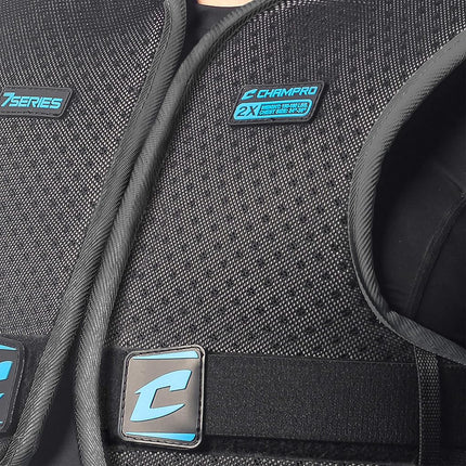 CHAMPRO 7-Series Football Shoulder Pad, Black, Blue, X-Large
