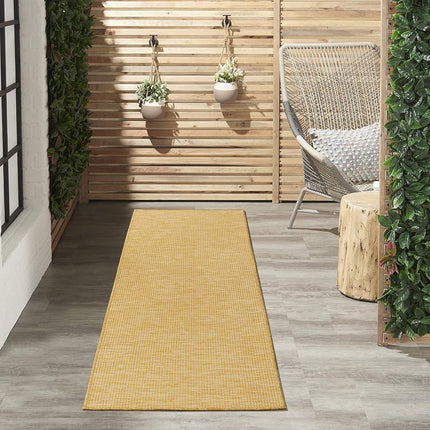 Nourison Positano Tapis d'intérieur/extérieur jaune 66 cm x 244 cm, facile à nettoyer, ne perd pas ses poils, chambre, salon, salle à manger, jardin, terrasse, patio (60x240)