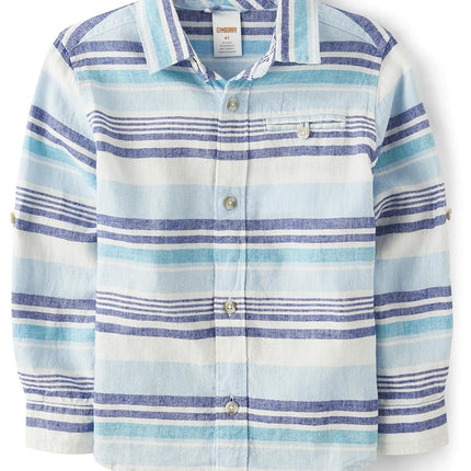 Gymboree Baby Boys' and Toddler Long Sleeve Button Up Shirts, Simply White, 18-24 Months