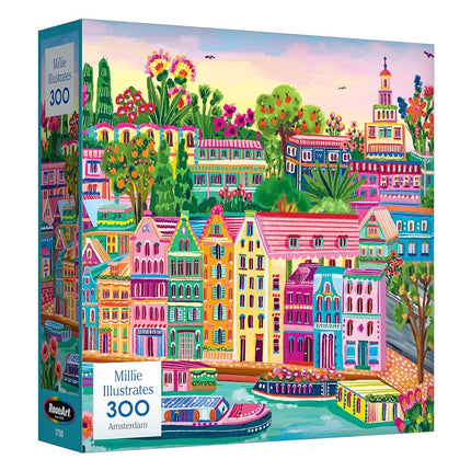 RoseArt - Millie Illustrates - Amsterdam 300 Piece Jigsaw Puzzle – Vibrant Cityscape Artwork, Fun & Challenging Puzzle for Adults
