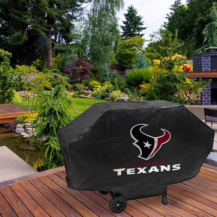 Rico Industries NFL Houston Texans Black Deluxe Grill Cover Deluxe Vinyl Grill Cover - 68' Wide/Heavy Duty/Velcro Staps