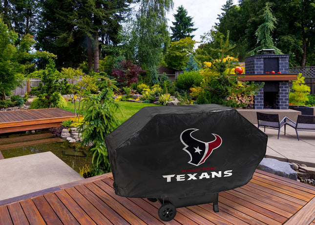 Rico Industries NFL Houston Texans Black Deluxe Grill Cover Deluxe Vinyl Grill Cover - 68' Wide/Heavy Duty/Velcro Staps