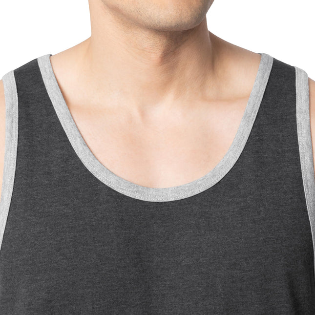 Fruit of the Loom Men's Eversoft Cotton Sleeveless T Shirts, Breathable & Moisture Wicking with Odor Control, Sizes S-4x Undershirt, Tank-2 Pack-Black Heather, Large (Pack of 2)